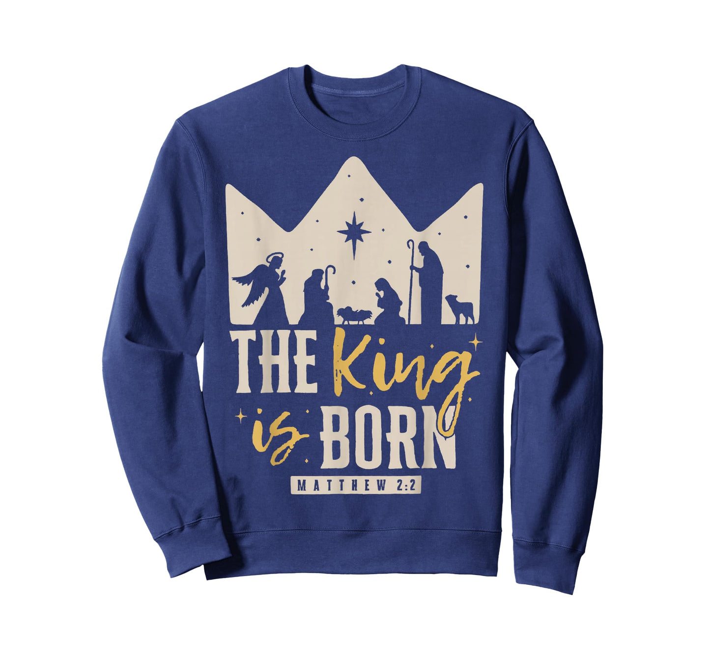 Retro Religious Christmas The King is Born Christian T-Shirt