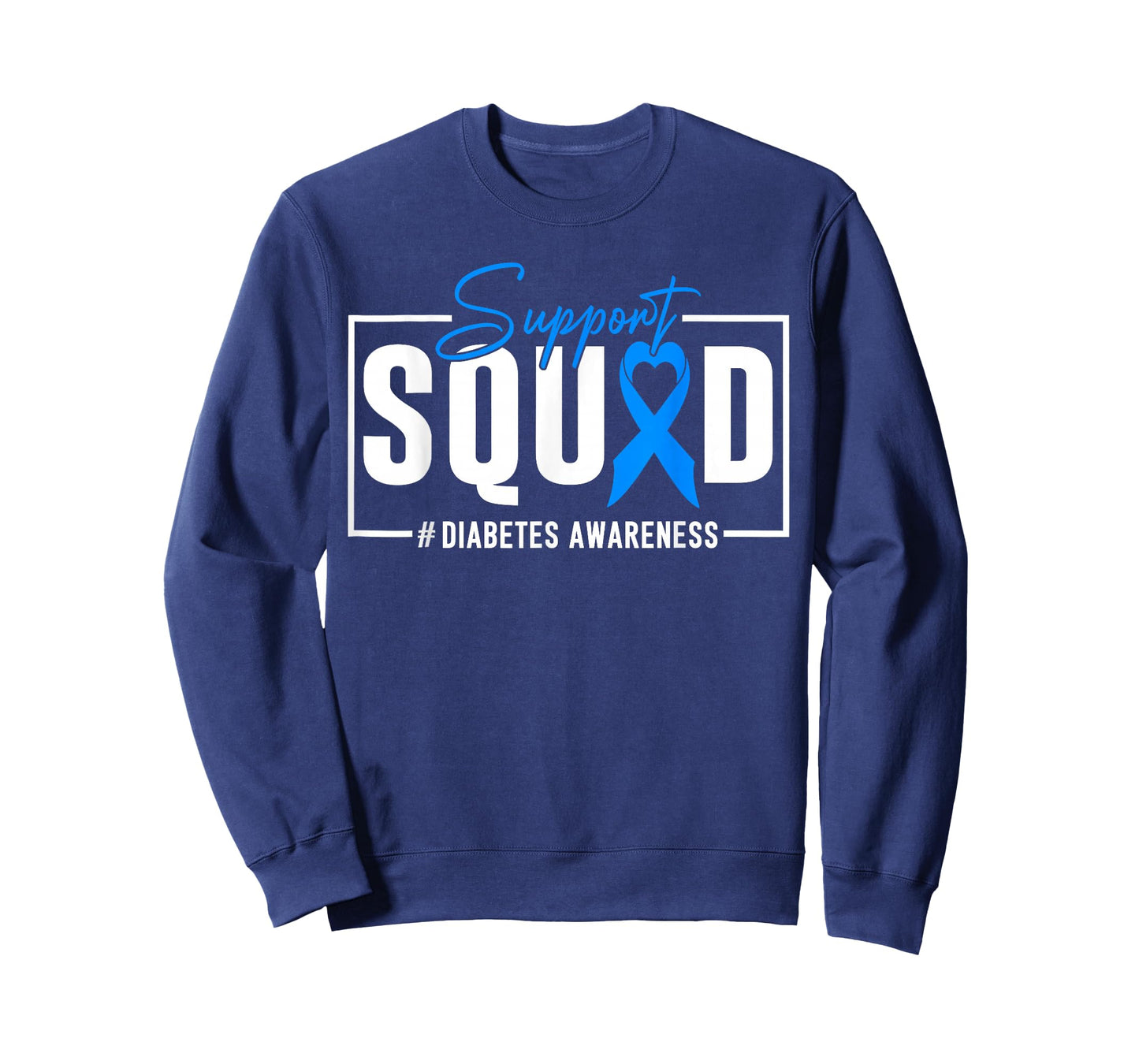Support Squad Type 1 Diabetes Awareness Rainbow Blue Ribbon T-Shirt
