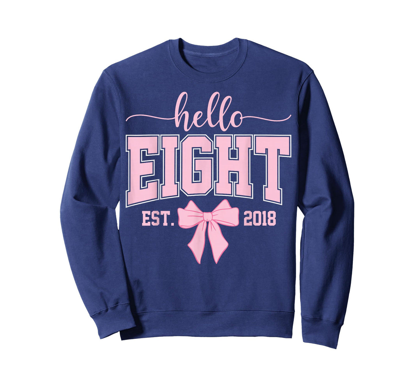 Hello Eight Est 2018 Coquette Bow 8th Birthday Girl T-Shirt