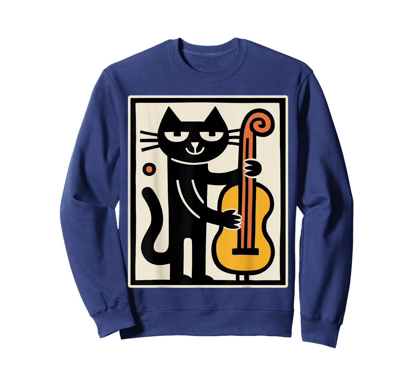 Cat Playing Contrabass Upright Bass Music Art T-Shirt
