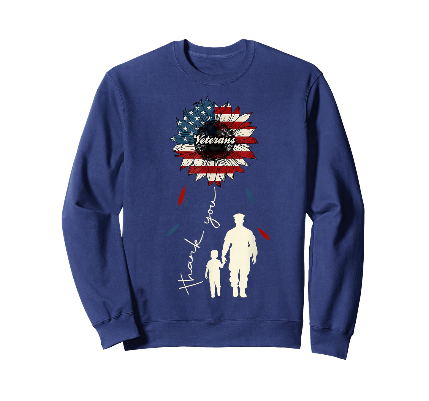 Thank You Veterans Sunflower USA Flag Military Patriotic T-Shirt