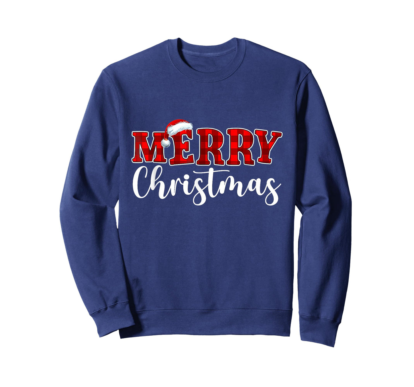 Merry Christmas Buffalo Plaid Red Santa Hat Xmas Pajamas T-Shirt