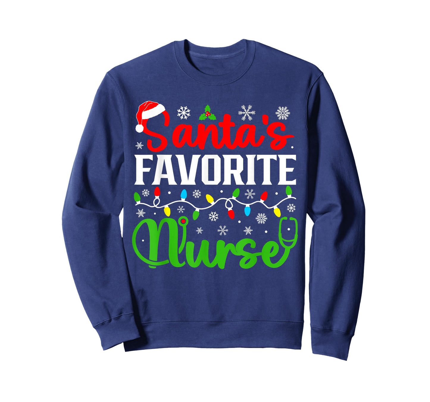 Santa's Favorite Nurse Funny Christmas Family Matching T-Shirt