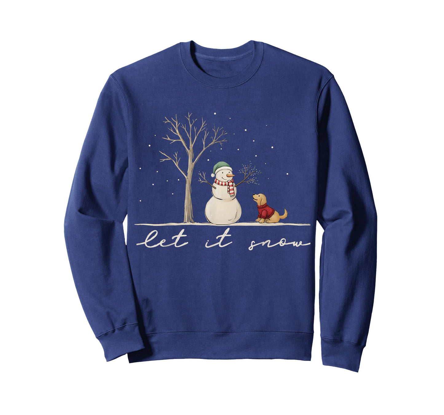 Cute Let It Snow Funny Snowman Dog Winter Christmas Family T-Shirt