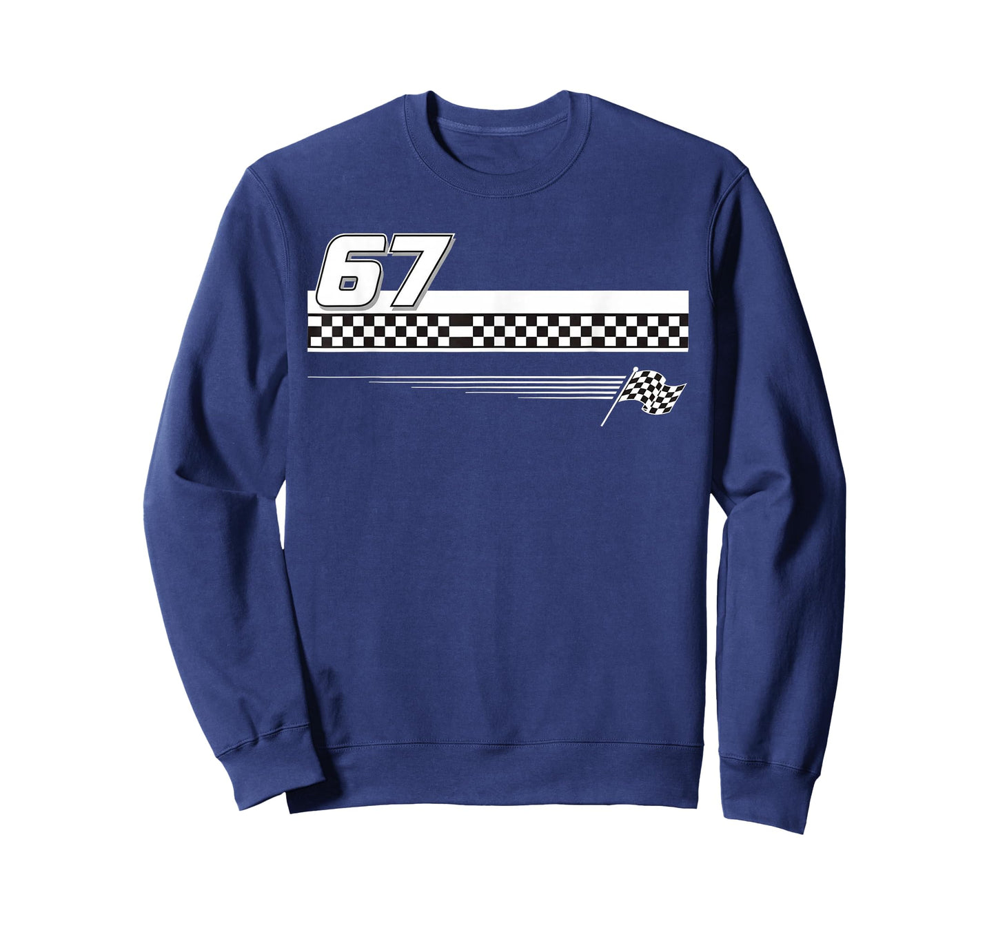 Pit Crew Race car Racing Checkered Flag 67 six Seven Meme T-Shirt