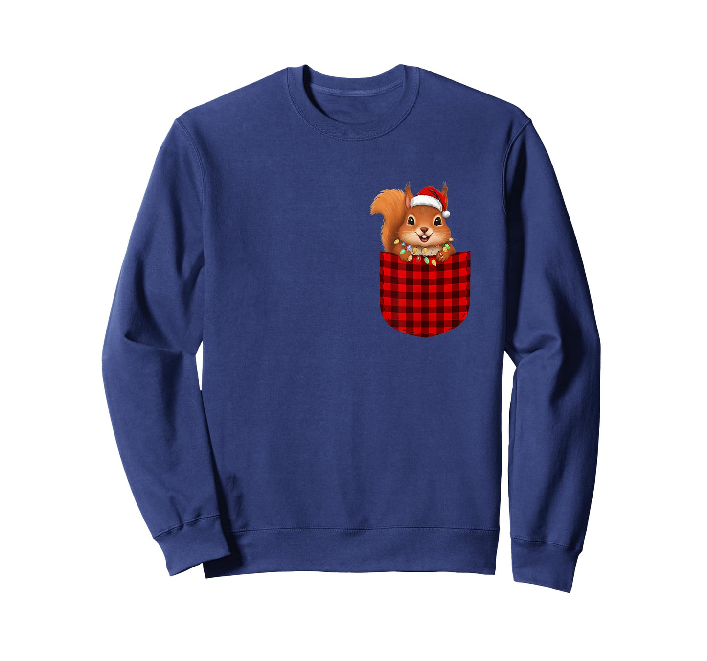 Squirrel Buffalo Red Plaid Pocket Christmas Funny Men Women T-Shirt