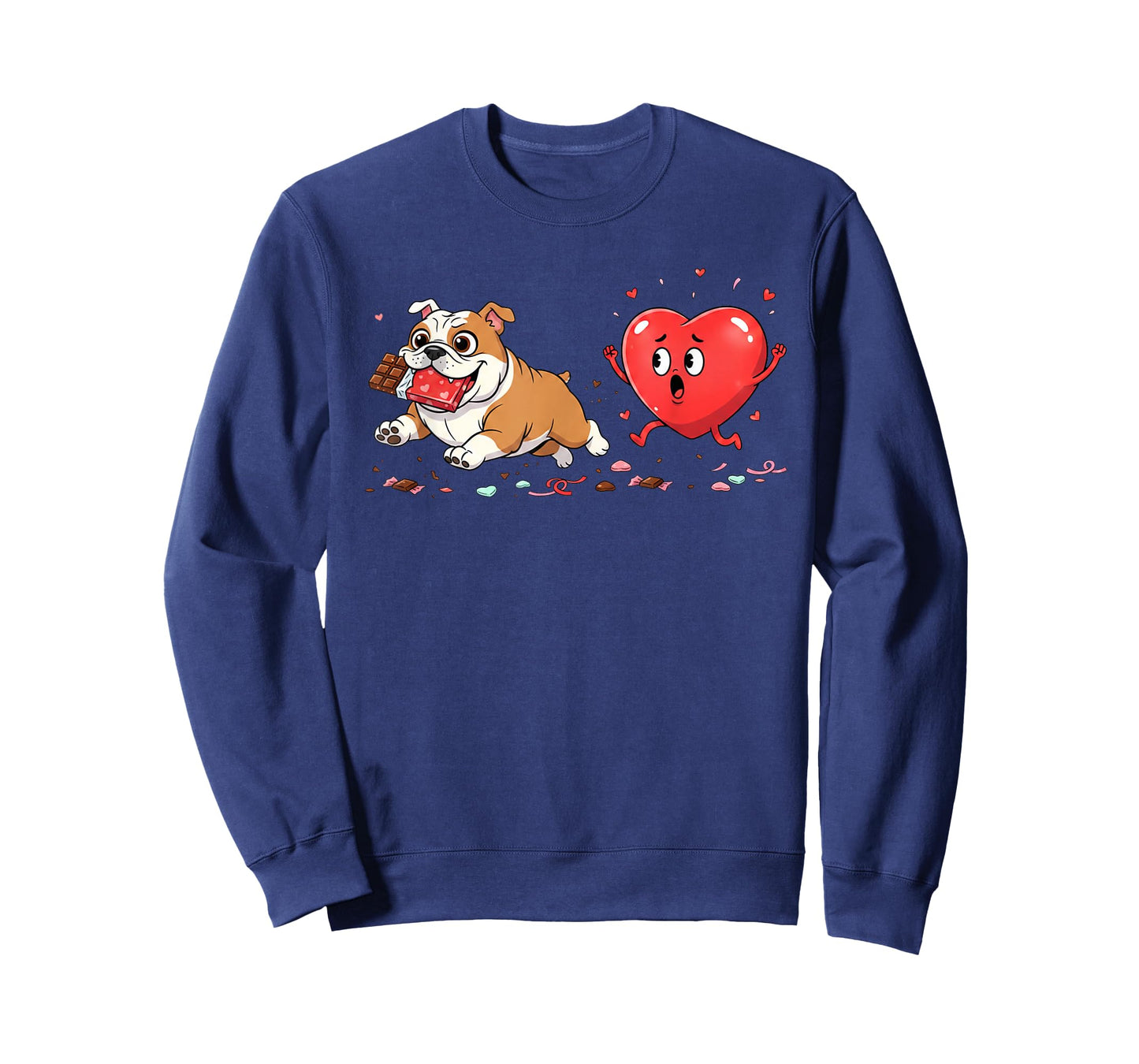 Funny English Bulldog Heart Valentine Dog Womens Mens Kids T-Shirt