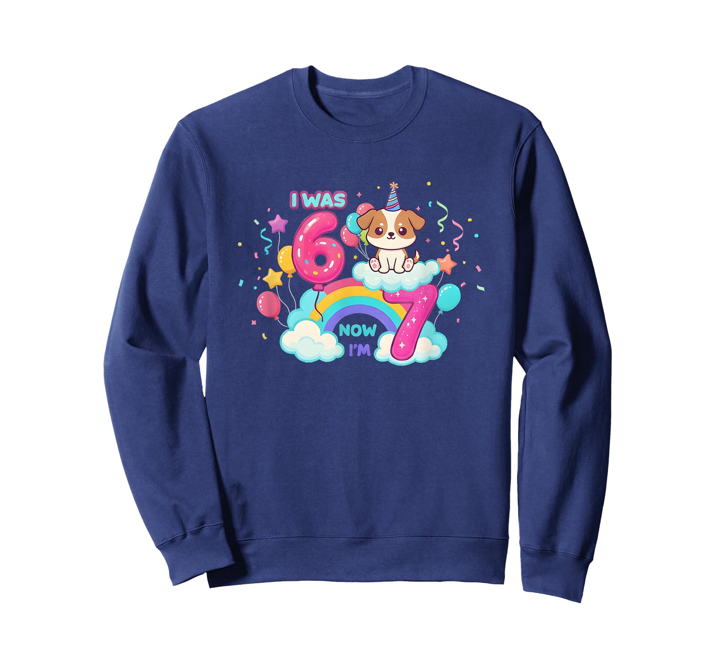 I was 6 Now I'm 7 Kawaii Dog 7th Birthday Funny 67 Meme Kids T-Shirt