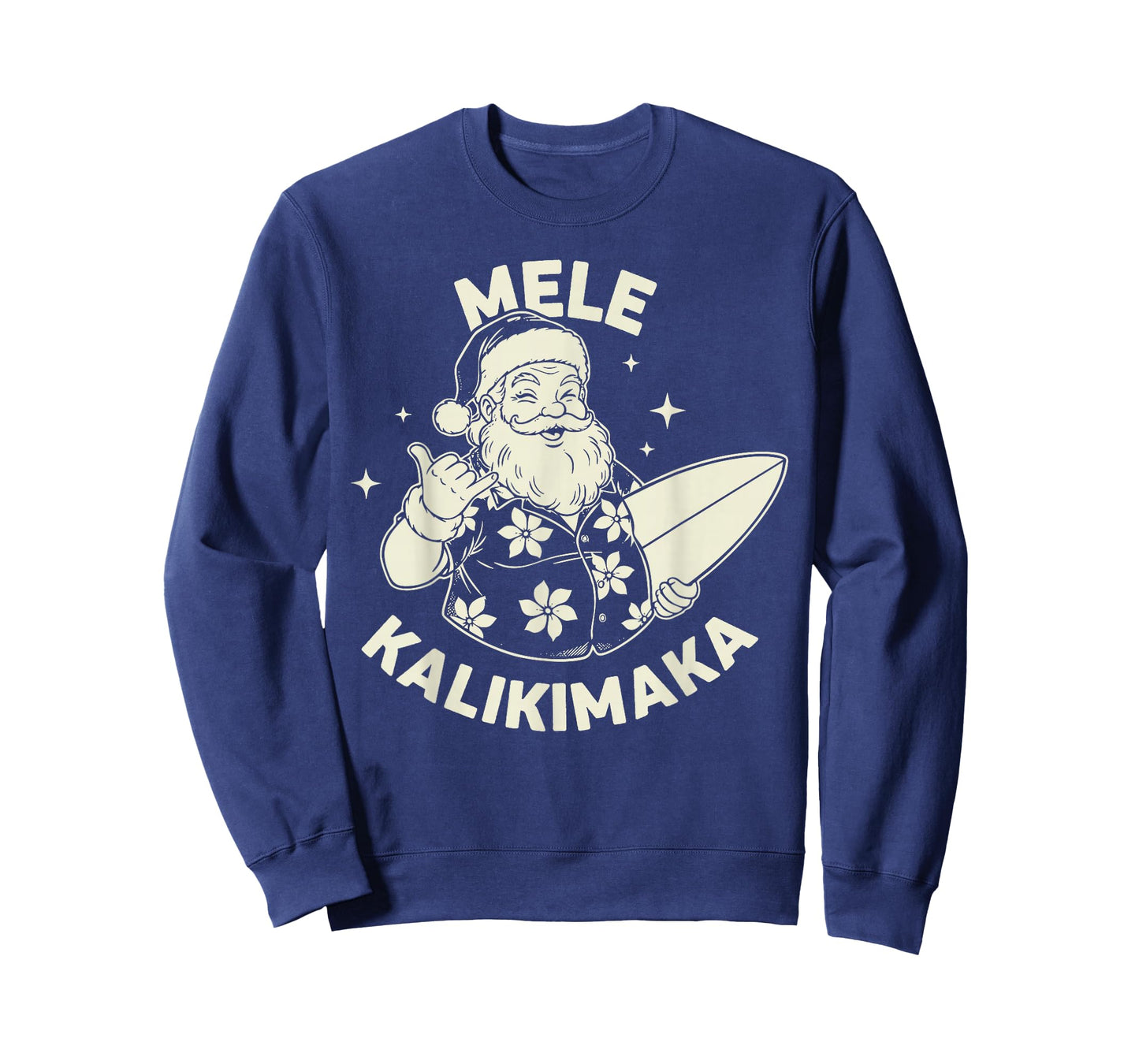 Retro Christmas Mele Kalikimaka Santa Shaka Hawaii T-Shirt