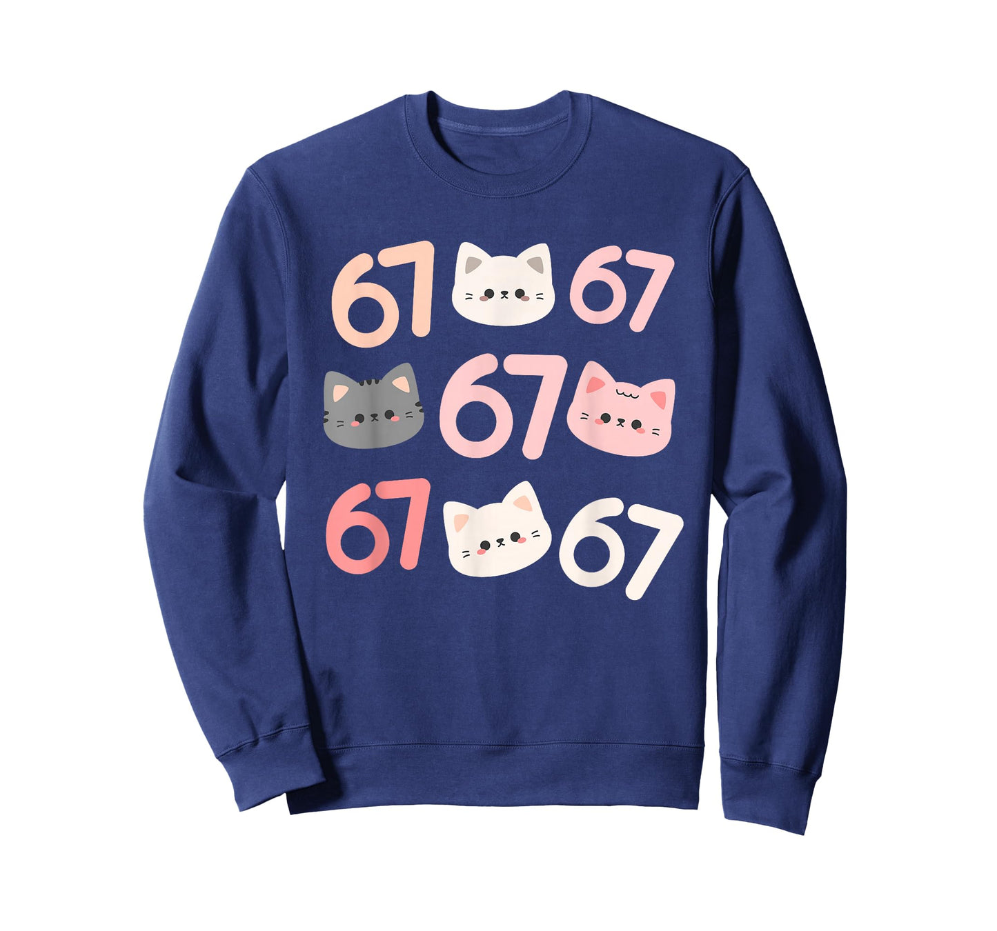 67 and Cats Funny Trendy Six Seven Meme Cute Animal T-Shirt