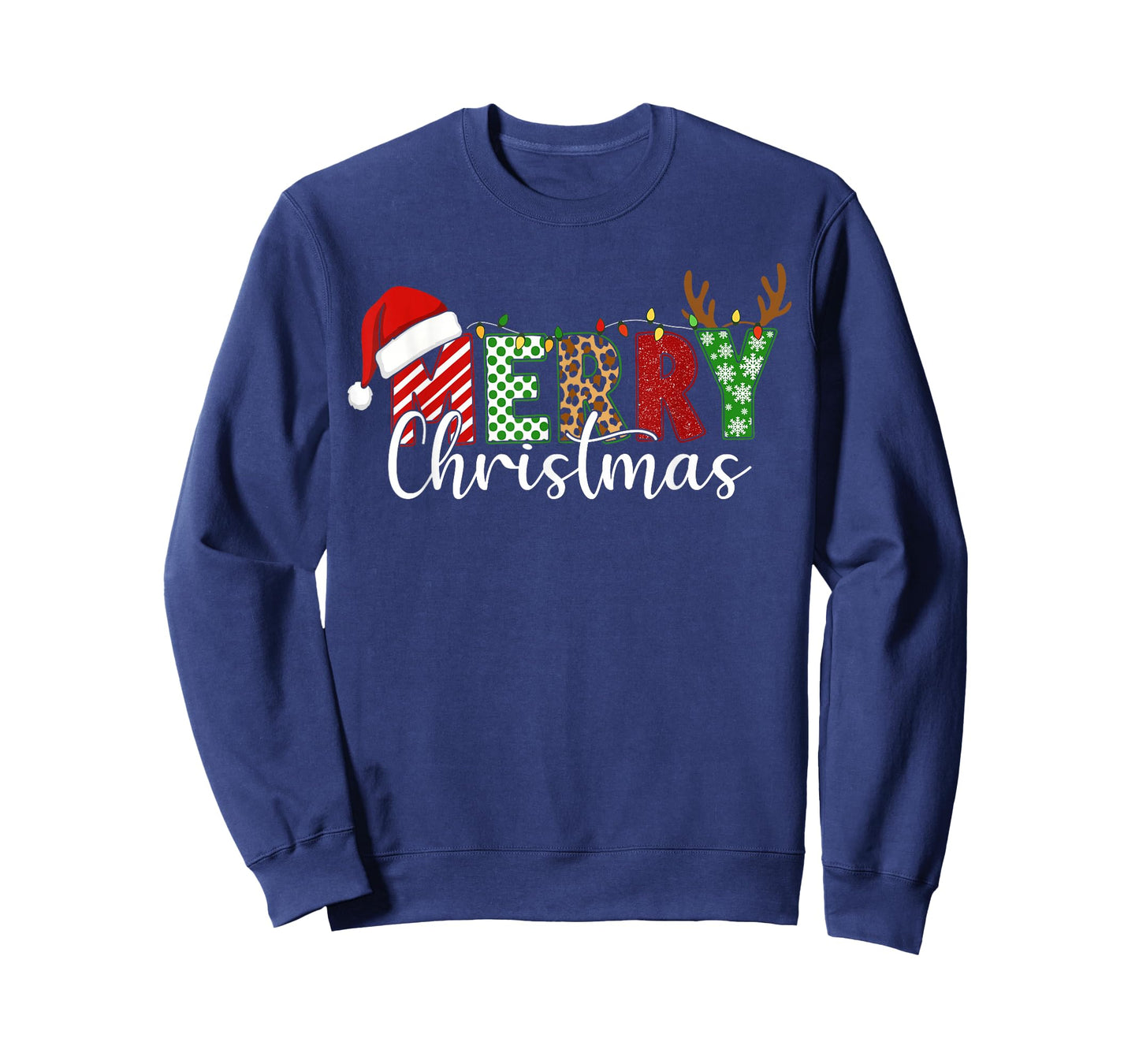 Merry Christmas Lights Red Santa Hat Xmas Family Men Women T-Shirt