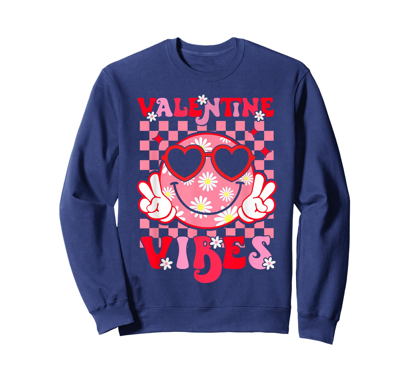 Girls Valentines Day Cute Smile Face Valentine Vibes Kids T-Shirt