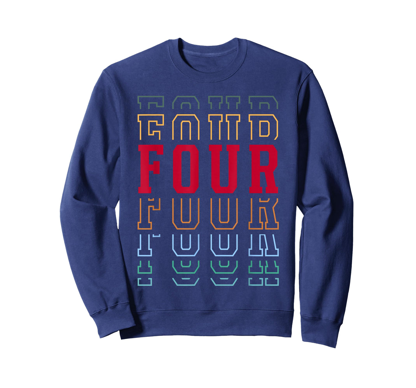 Four 4th Birthday Retro Layered Text 4 Year Old T-Shirt