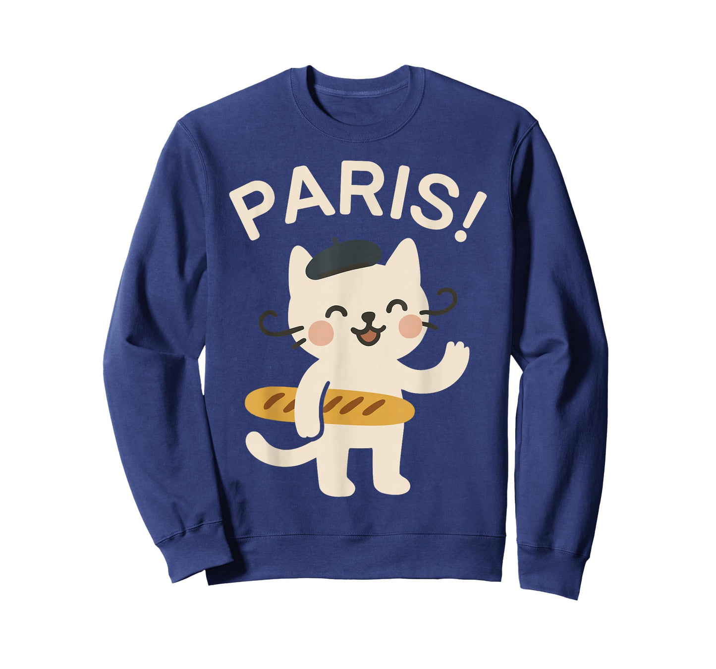 French Cat with Baguette Cute Cat Paris Funny Animal T-Shirt