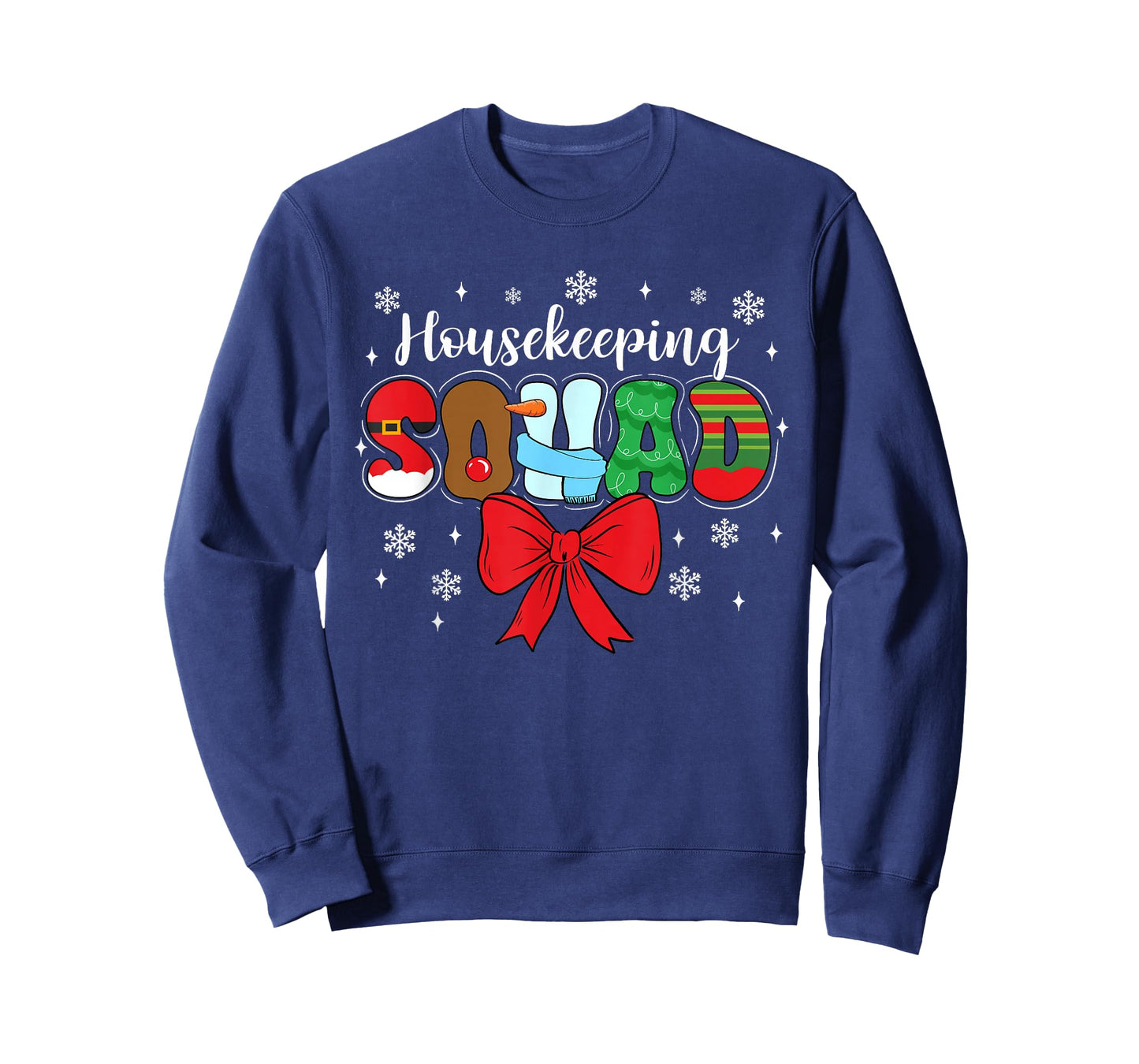 Housekeeping Squad Bow Pencil Housekeeper Funny Christmas T-Shirt