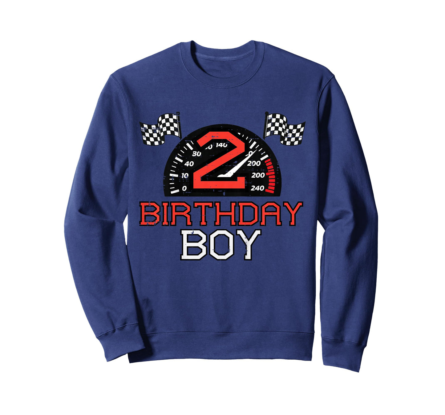 Kids 2 Birthday Boy Speedometer Race Flag 2nd Bday Boys Kids T-Shirt
