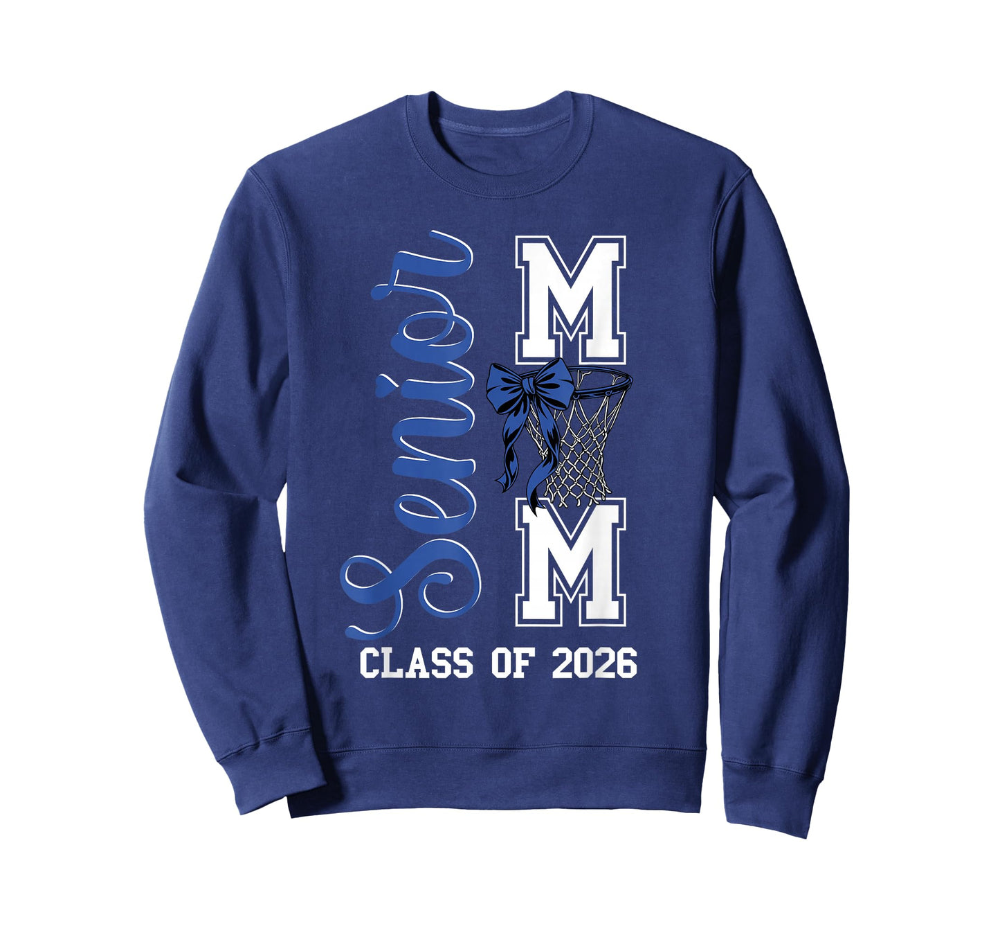 Blue Basketball Bow Senior Mom Class of 2026 Graduation T-Shirt