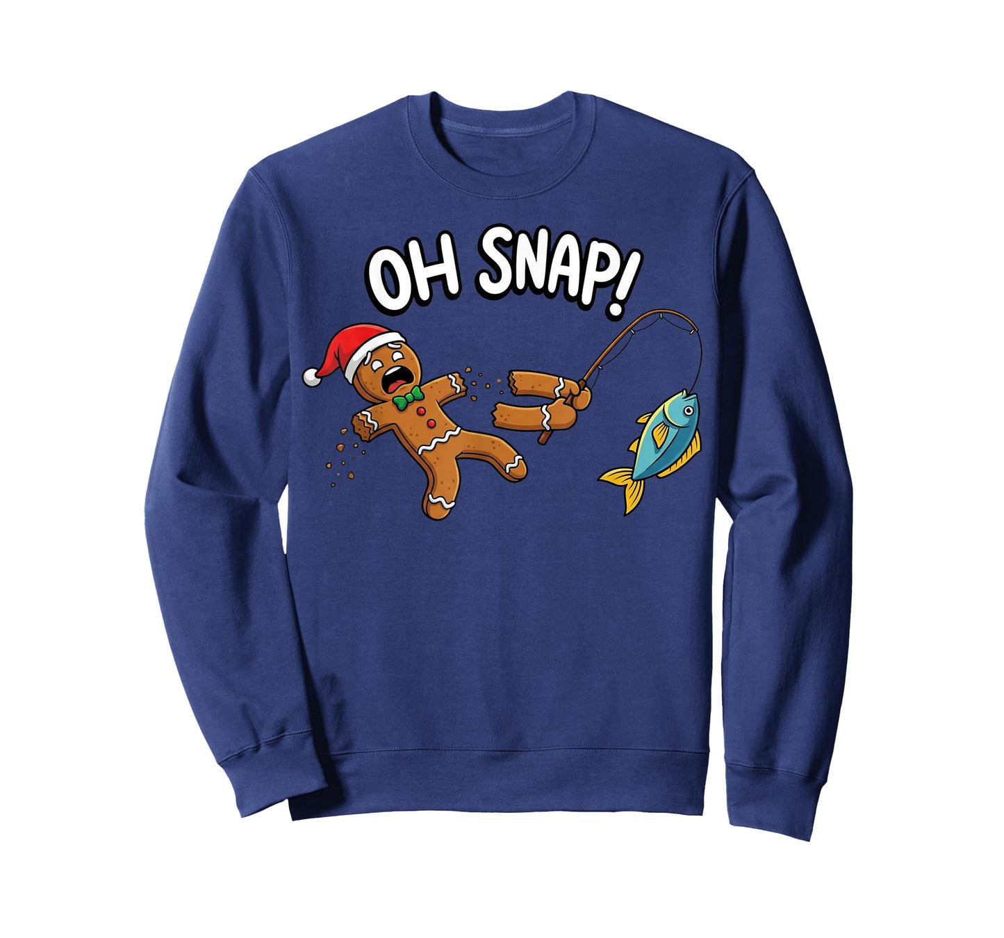 Oh Snap Fishing Gingerbread Man Broken Arm Funny Christmas T-Shirt
