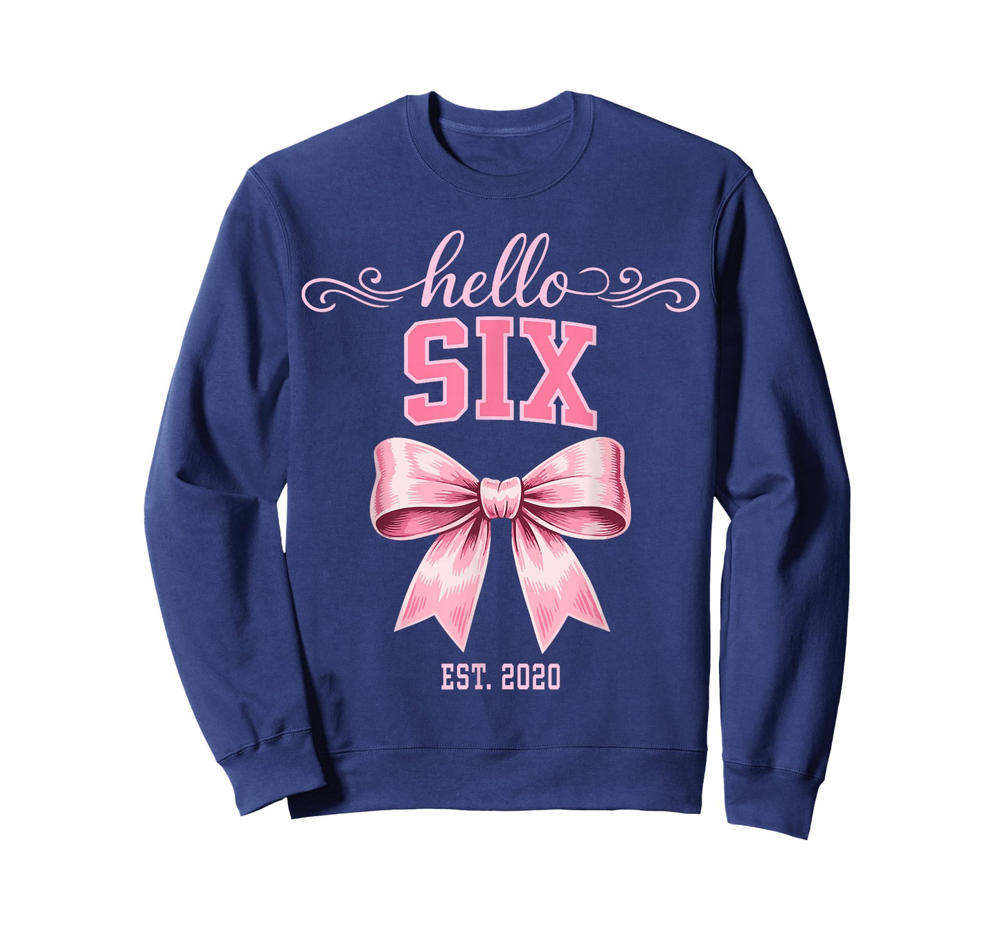 Hello Six Est 2020 Cute Coquette Bow 6th Birthday Girls T-Shirt