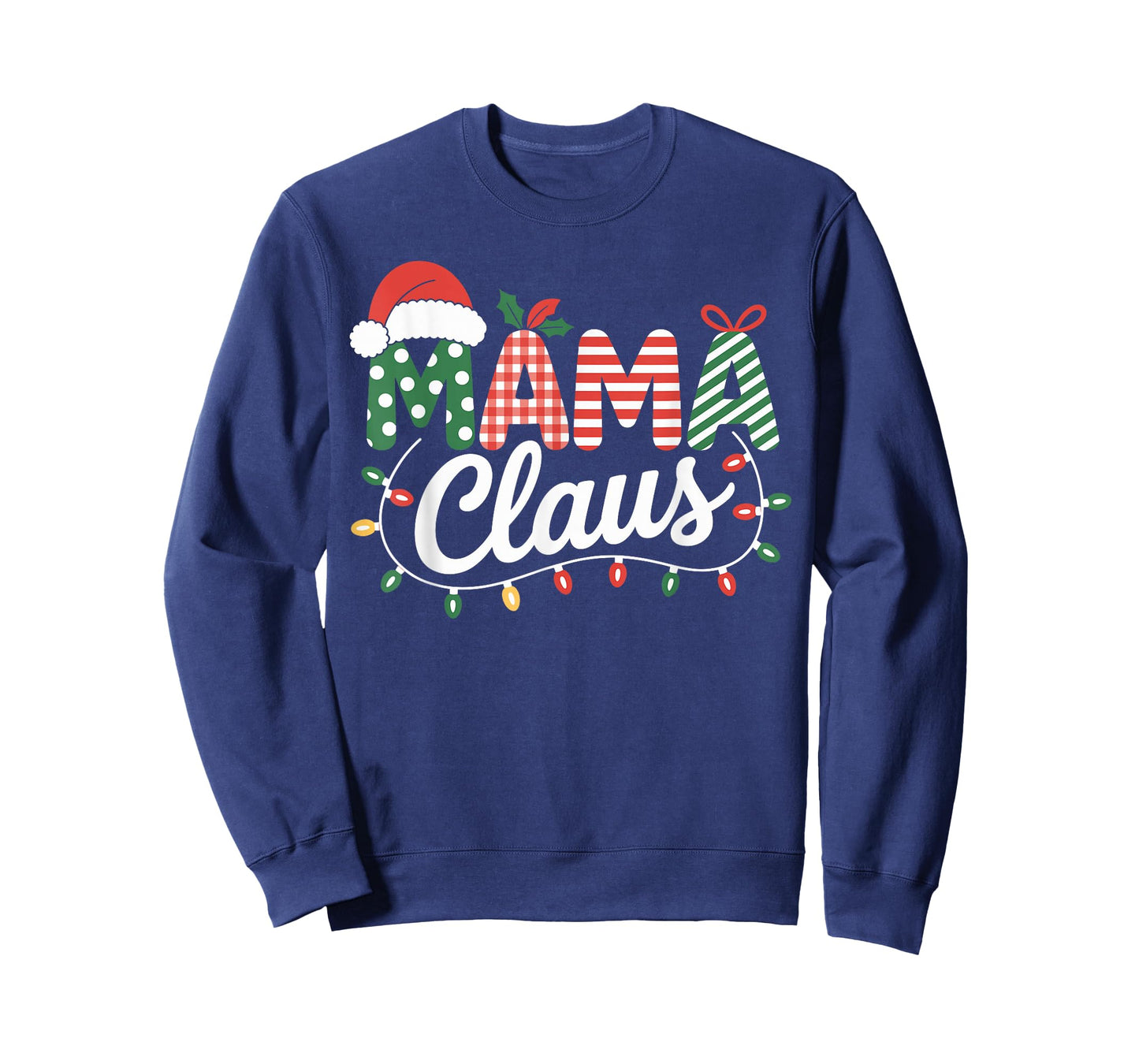 Mama Claus Christmas Lights Holiday Matching Family Xmas Tee T-Shirt