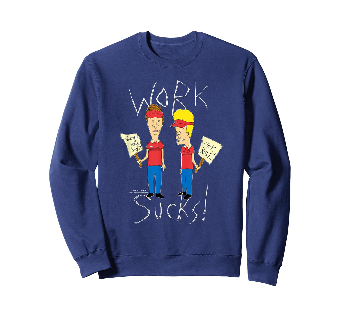 Beavis and Butt-Head Work Sucks Protest Signs Funny Cartoon T-Shirt