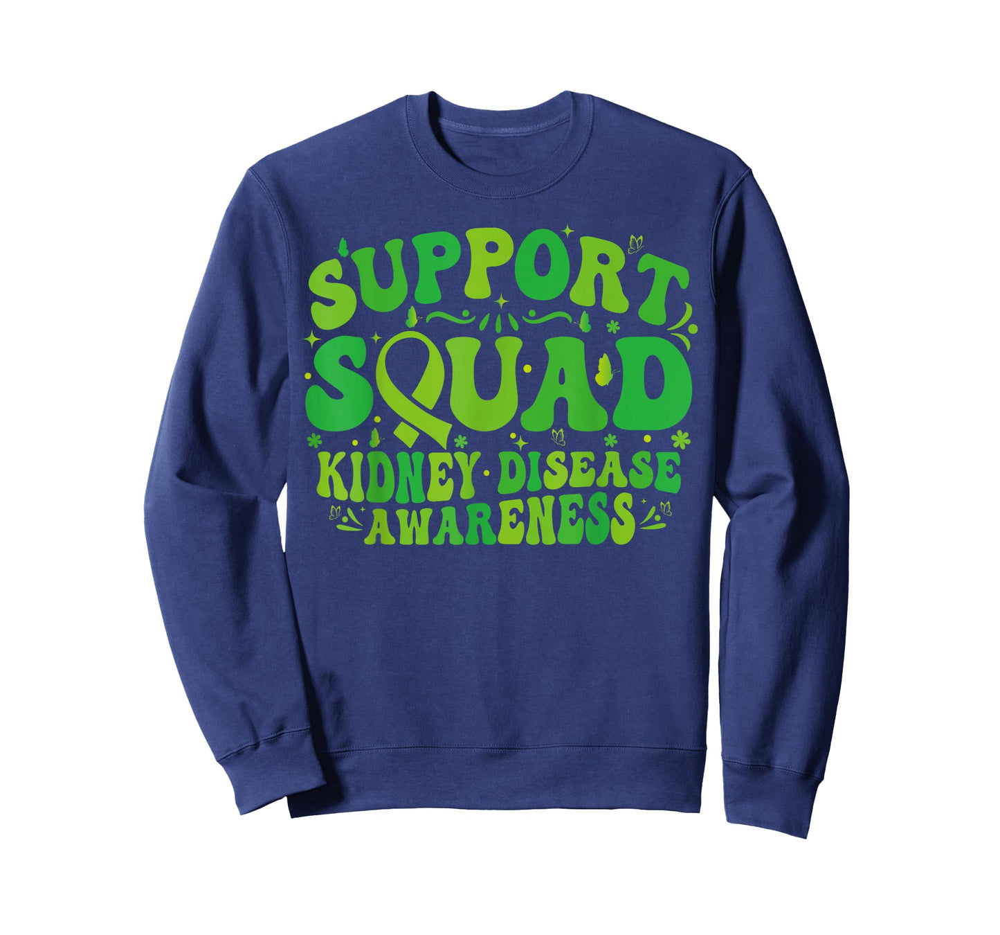 Support Squad Green Ribbon Butterfly PKD Kidney Disease T-Shirt