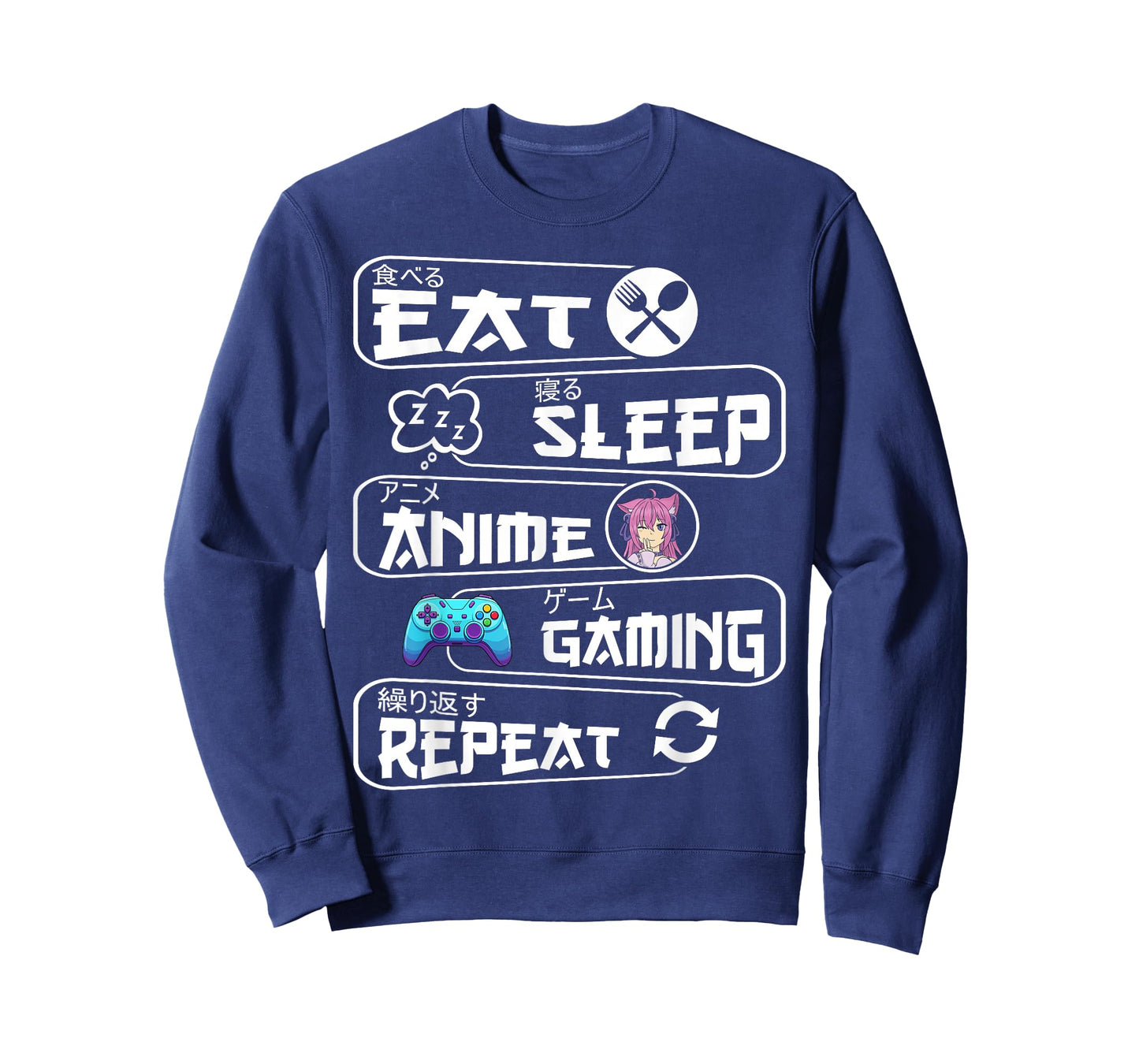 Eat Sleep Anime Gaming Shirt Repeat Kawaii Anime Gamer T-Shirt
