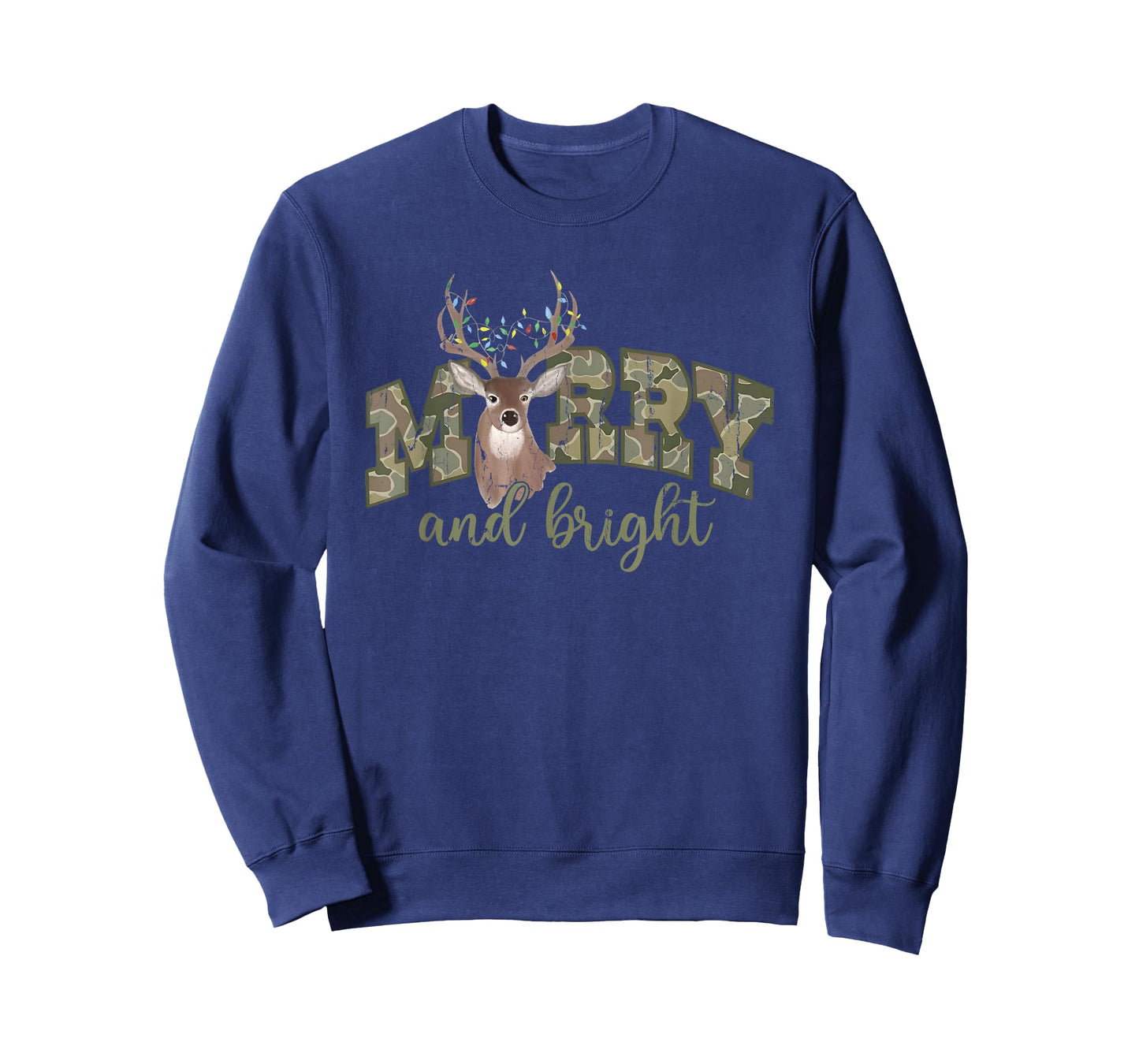 Merry and Bright, Camo Deer, Hunter Christmas T-Shirt