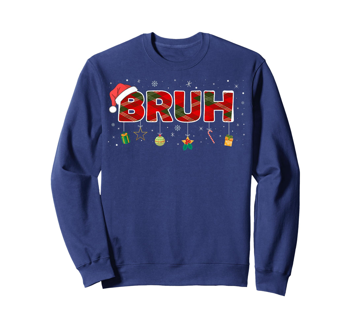 Bruh Funny Christmas Red Plaid Teens Boys Kids Xmas Pajamas T-Shirt