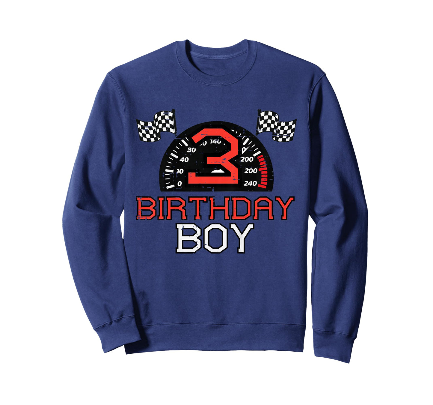 Kids 3 Birthday Boy Speedometer Race Flag 3rd Bday Boys Kids T-Shirt