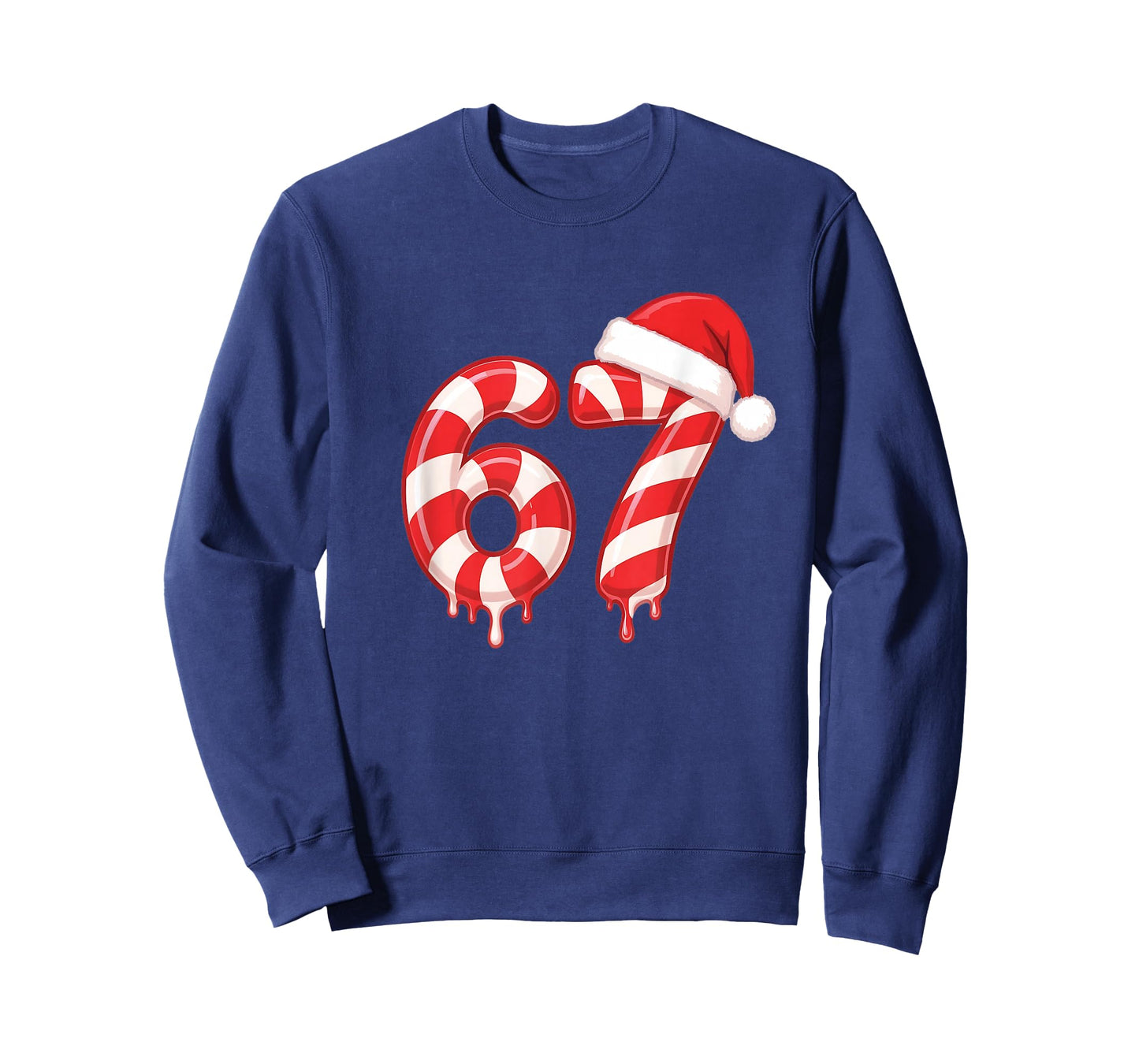 Melting Candy Cane 67 Christmas Design, Santa Hat Holiday T-Shirt