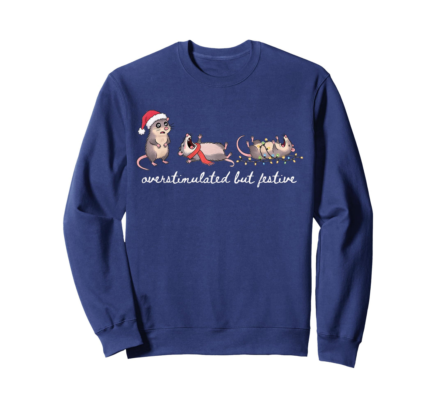 Overstimulated But Festive Christmas Possum Santa Opossum T-Shirt