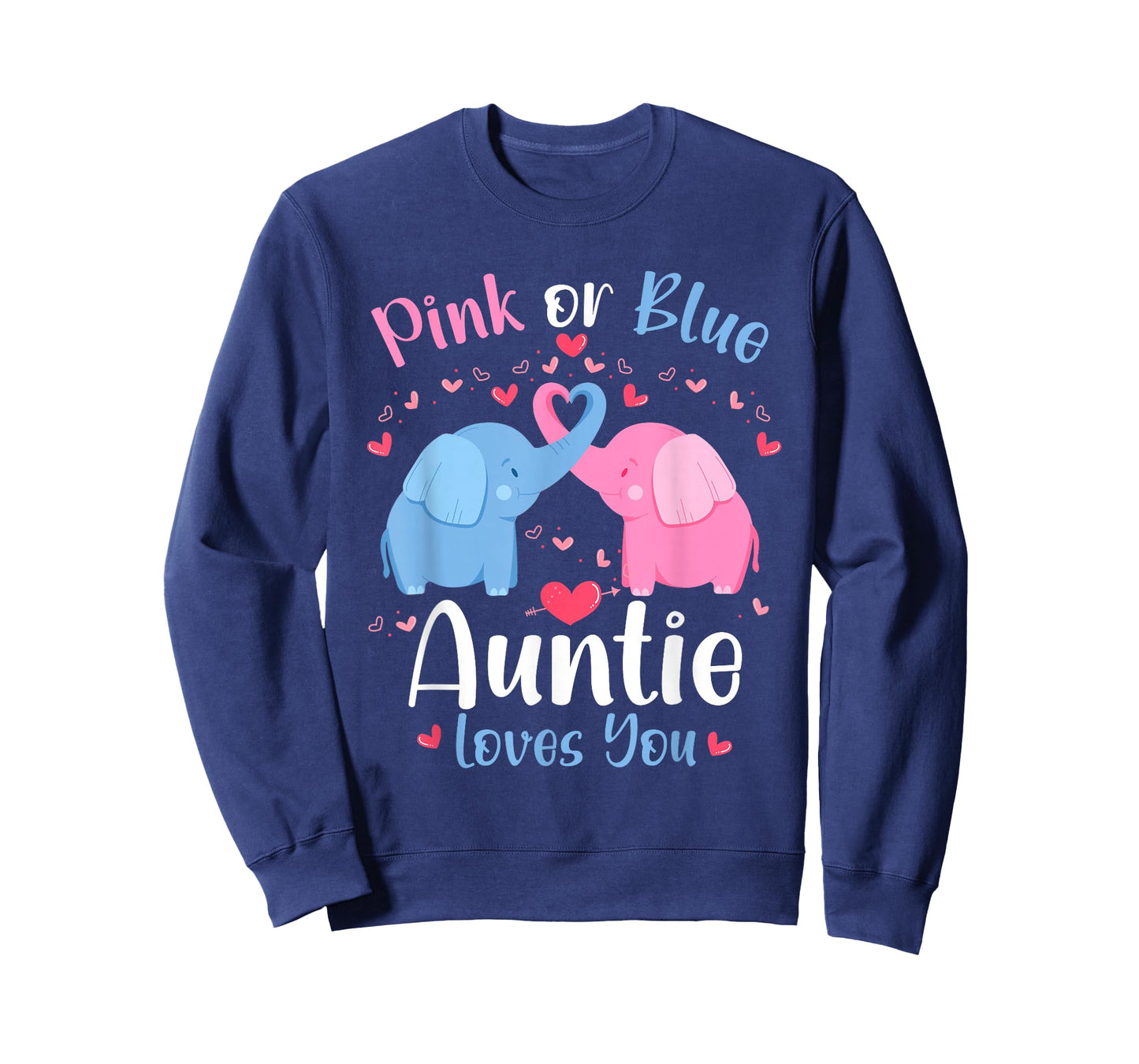 Pink or Blue Auntie Loves You Baby Gender Reveal Elephants T-Shirt
