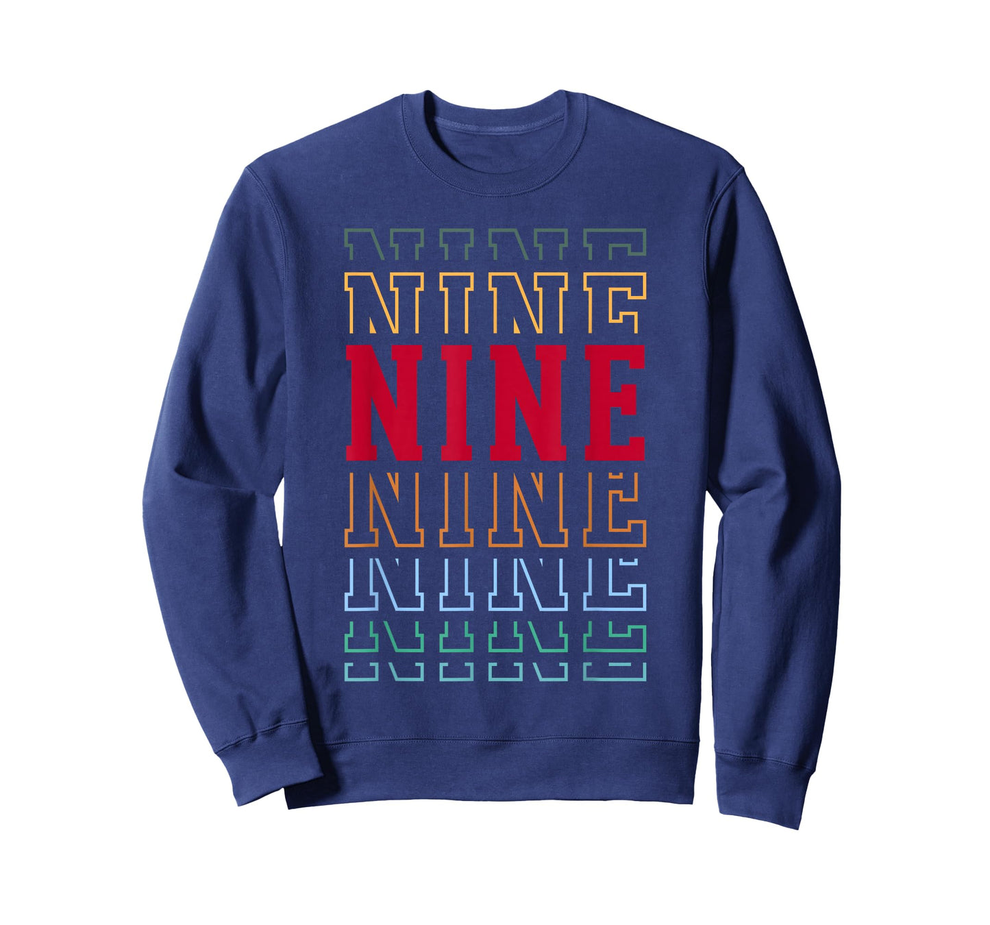 Nine 9th Birthday Retro Layered Text 9 Year Old T-Shirt