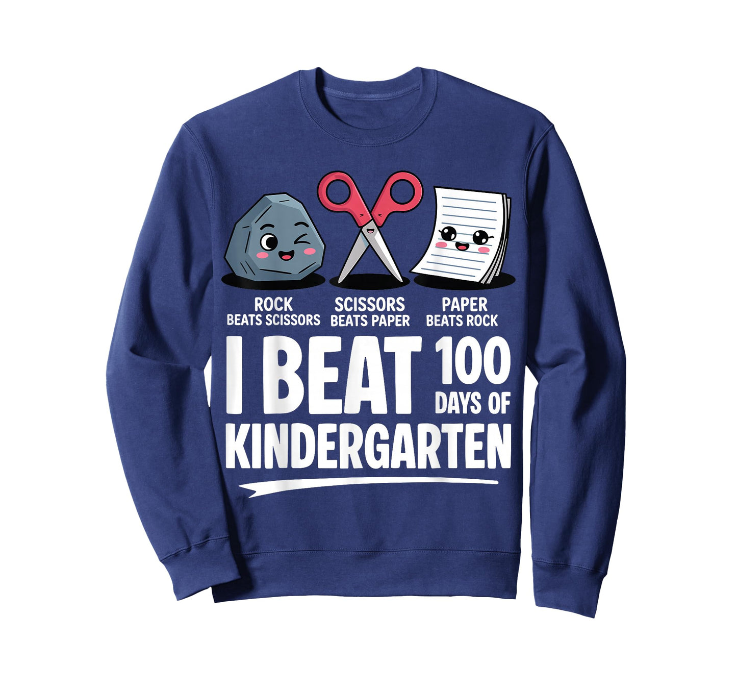 I Beat 100 Days of Kindergarten Rock Paper Scissors Kids T-Shirt
