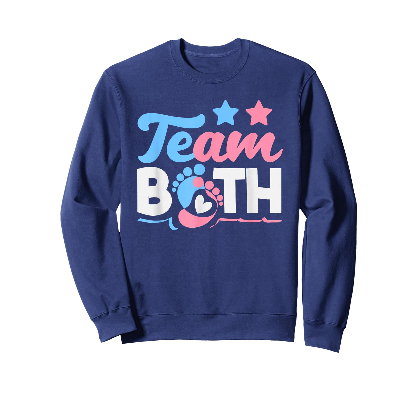 Team Both Twins Gender Reveal Party Pink Blue Footprints T-Shirt