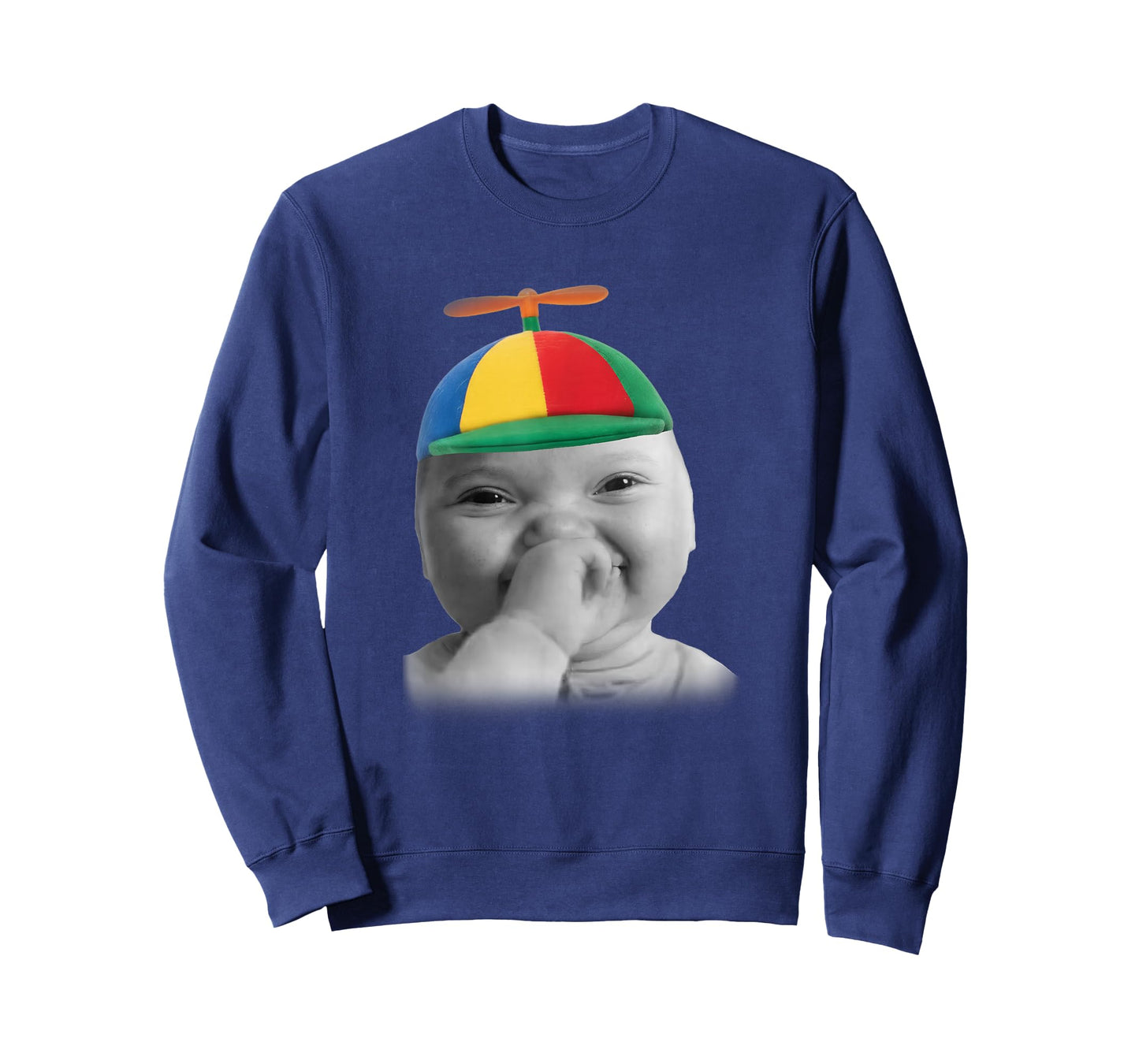 Tuff AI Niche Baby Holding Laugh Meme in Propeller Hat T-Shirt