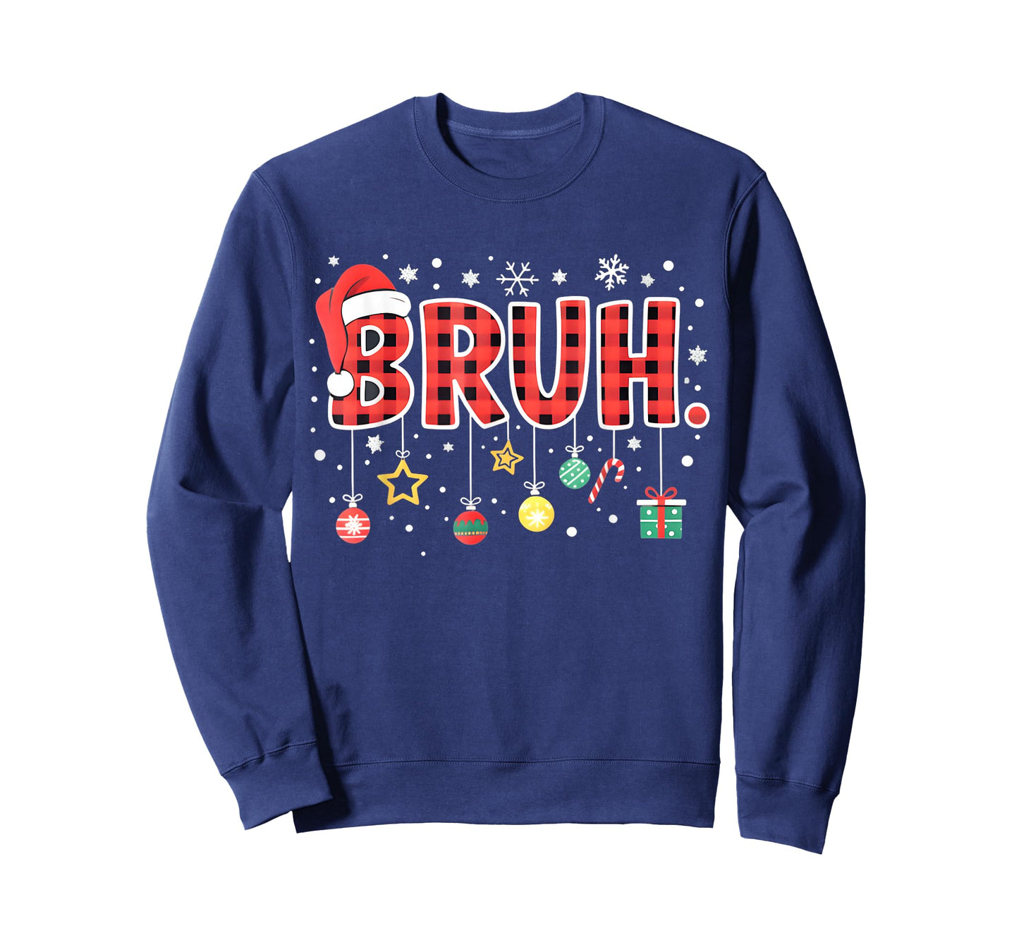 Bruh Funny Christmas Red Plaid Teens Boys Kids Xmas Pajamas T-Shirt