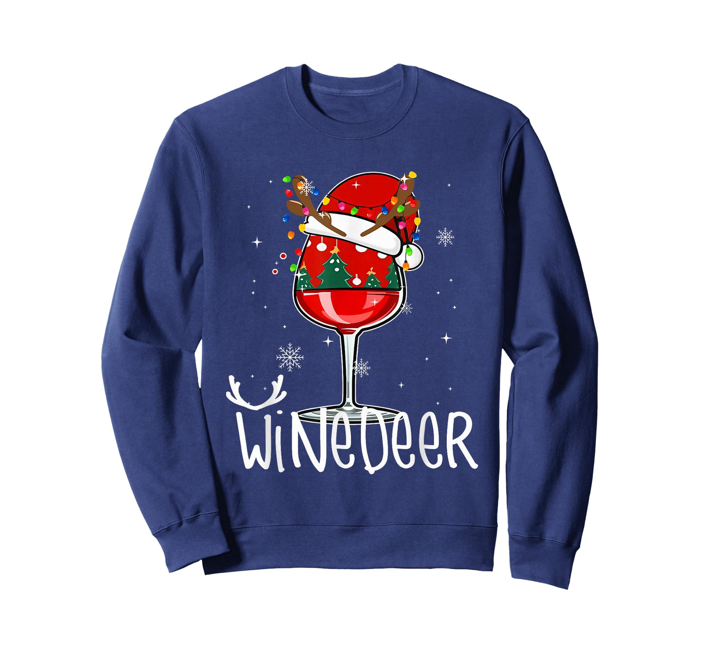Winedeer Reinbeer Santa Hat Reindeer Couple Xmas Matching T-Shirt