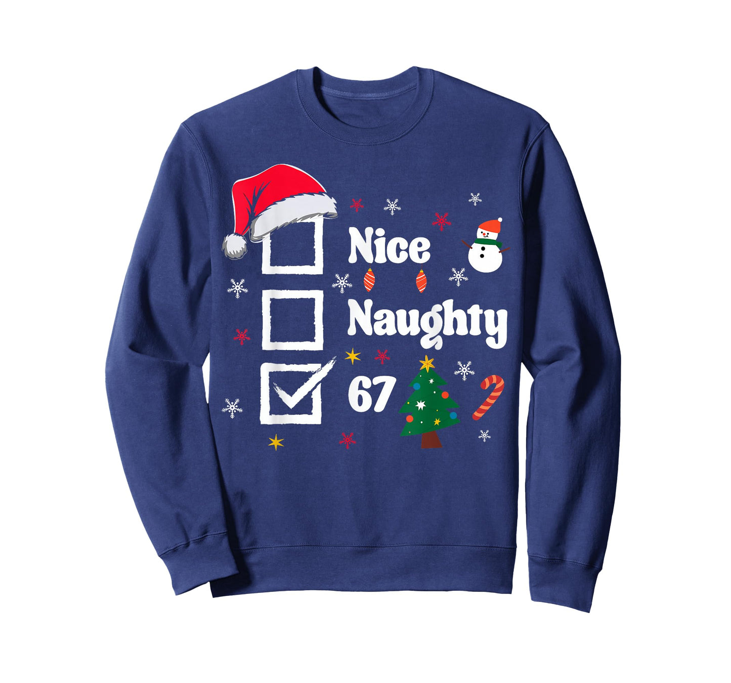 Nice Naughty 67 Meme Six Seven for Kids Women Men Christmas T-Shirt