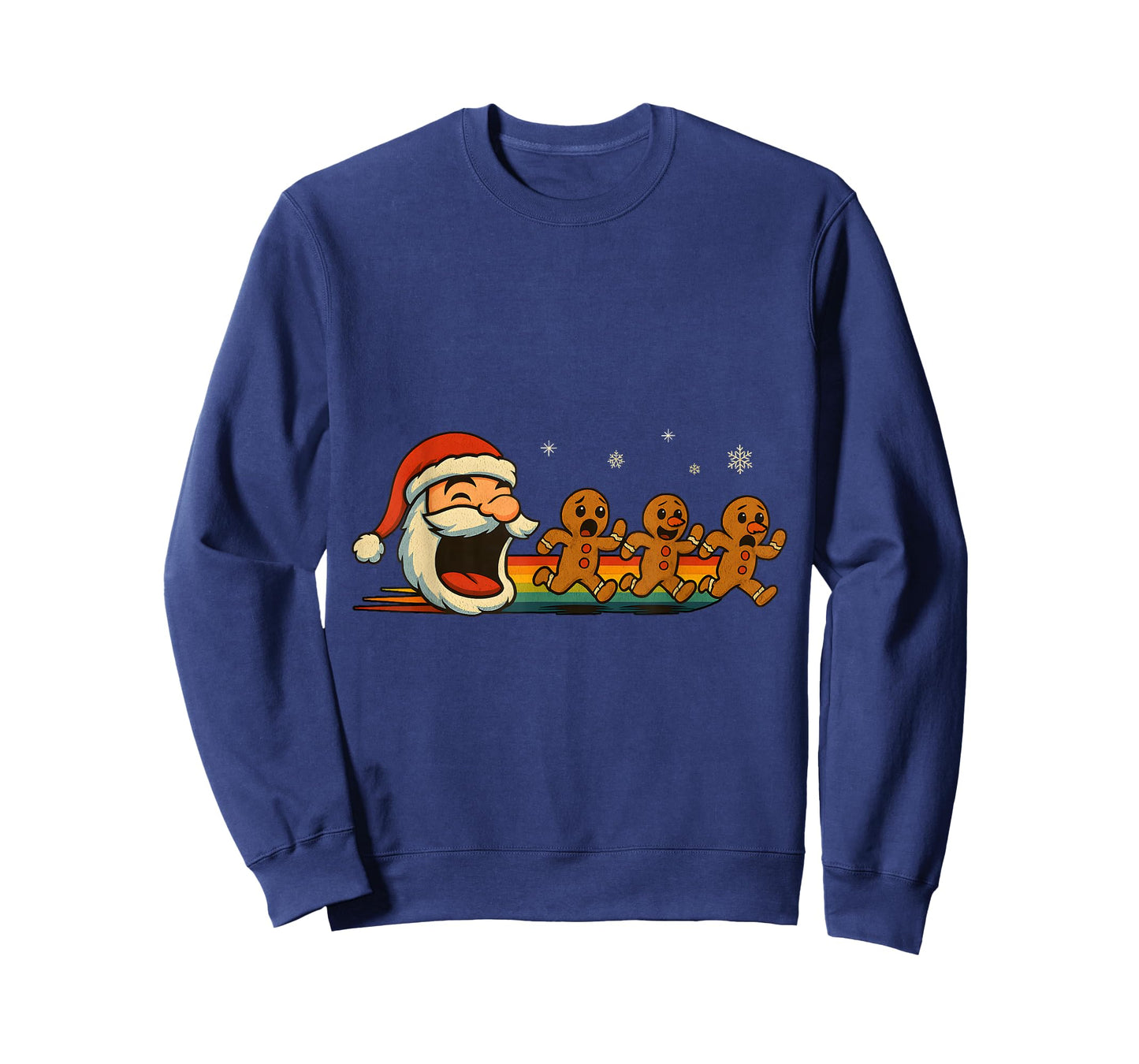 Retro Santa Chasing Gingerbread Funny Christmas T-Shirt