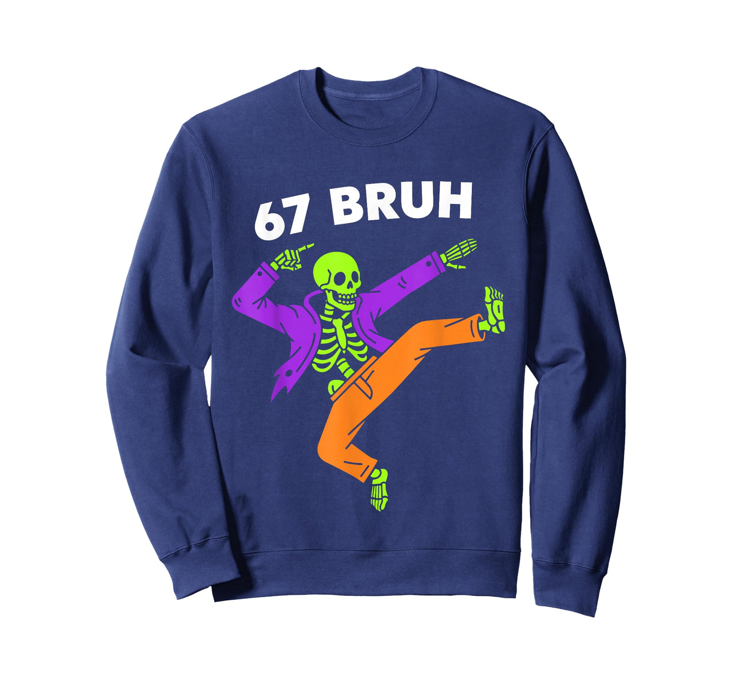 67 Bruh Halloween Dabbing Skeleton Meme 6 7 Numbers Funny T-Shirt