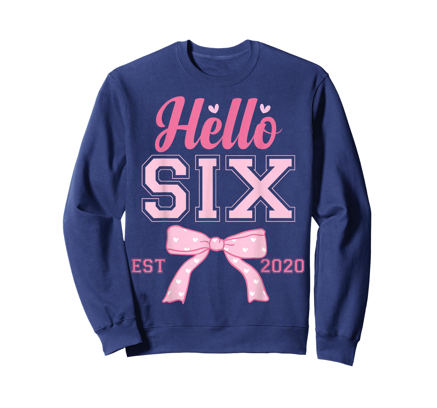 Hello 6 Est 2020 6th Birthday Girl Pink Coquette Bow T-Shirt