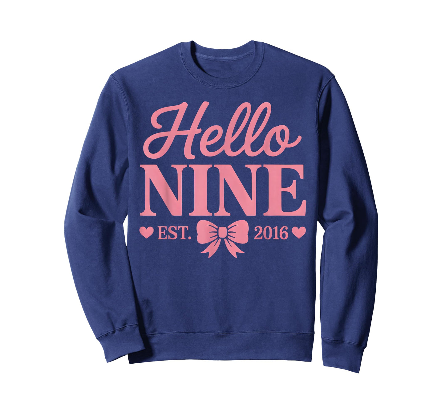 Hello Nine Est 2016 Coquette Bow 9th Birthday Girls Kids T-Shirt