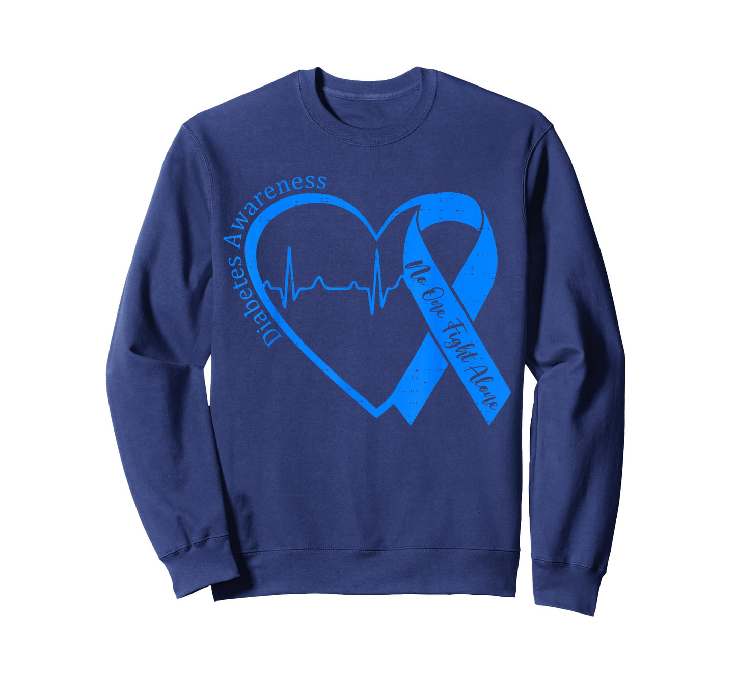 Support Type 1 Diabetes Awareness T1D Heart Ribbon Blue T-Shirt