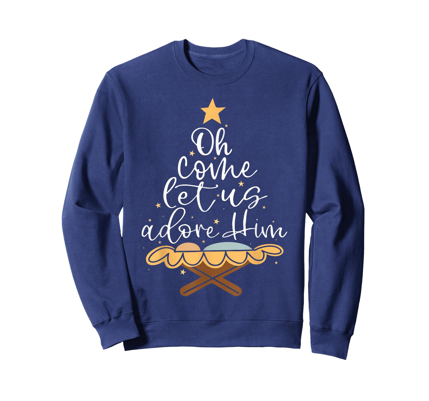 Oh Come Let Us Adore Him Christian Jesus Christmas Pajamas T-Shirt