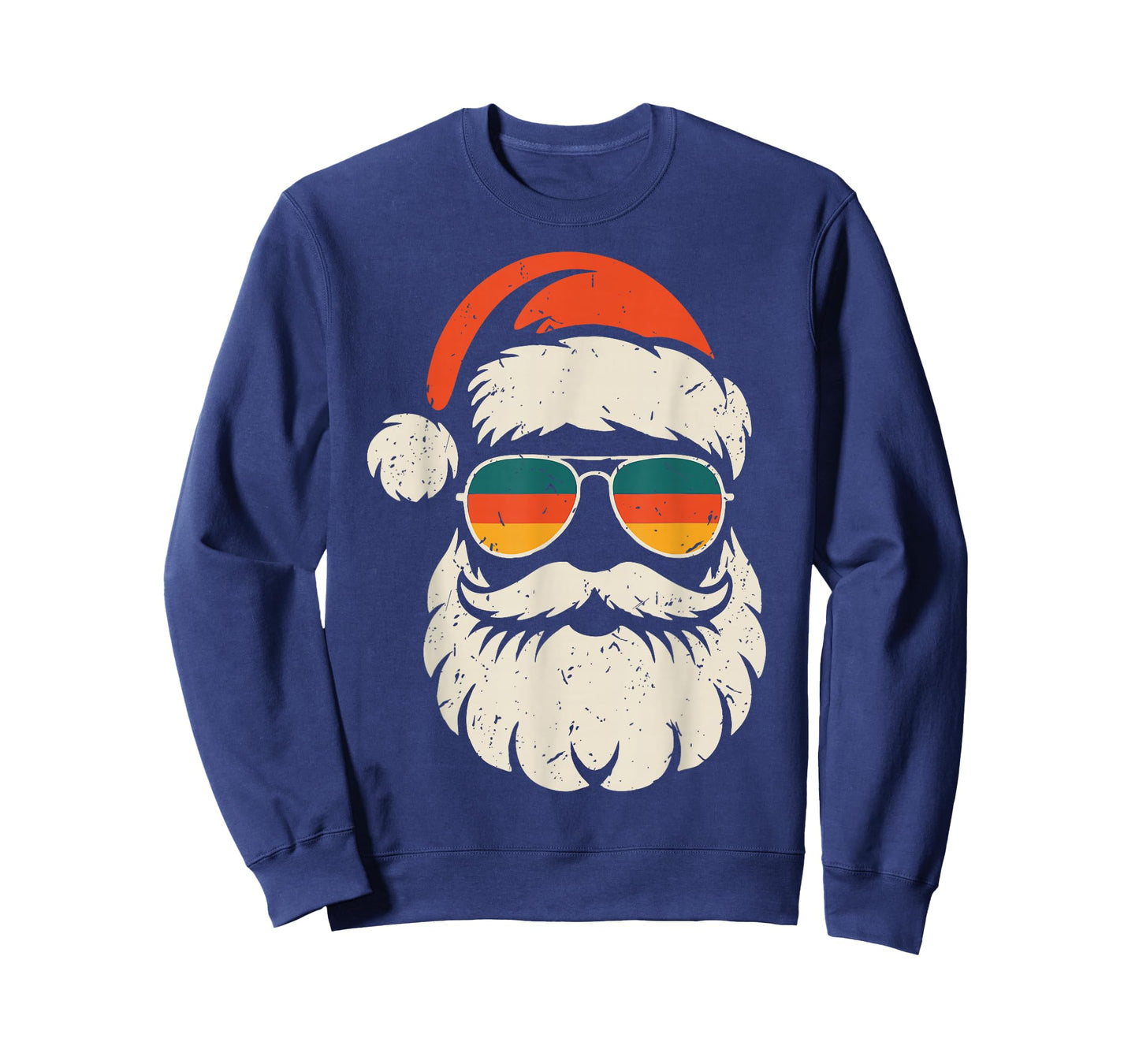 Retro Santa Face Sunglasses Funny Christmas Family Outfit T-Shirt