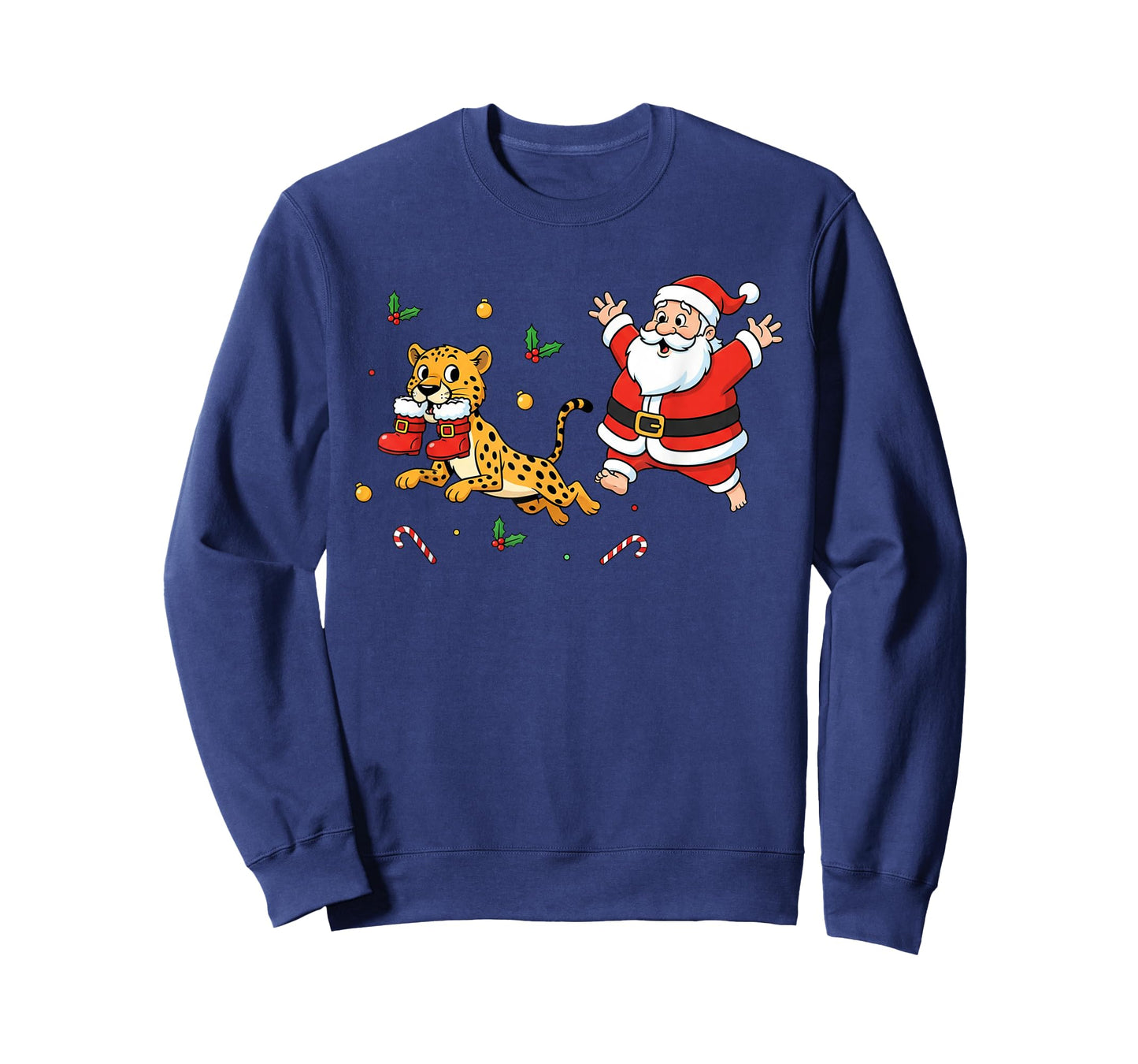 Funny Cheetah Santa Claus Boots Christmas Womens Mens Kids T-Shirt