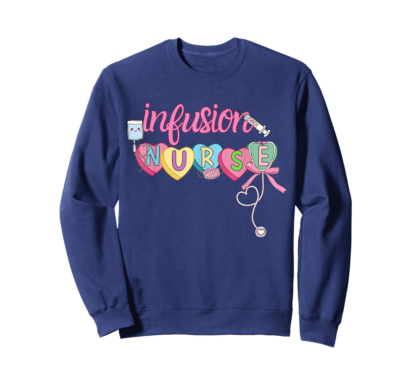 Heart Candy Bow Infusion Nurse Valentine IV Therapy Oncology T-Shirt