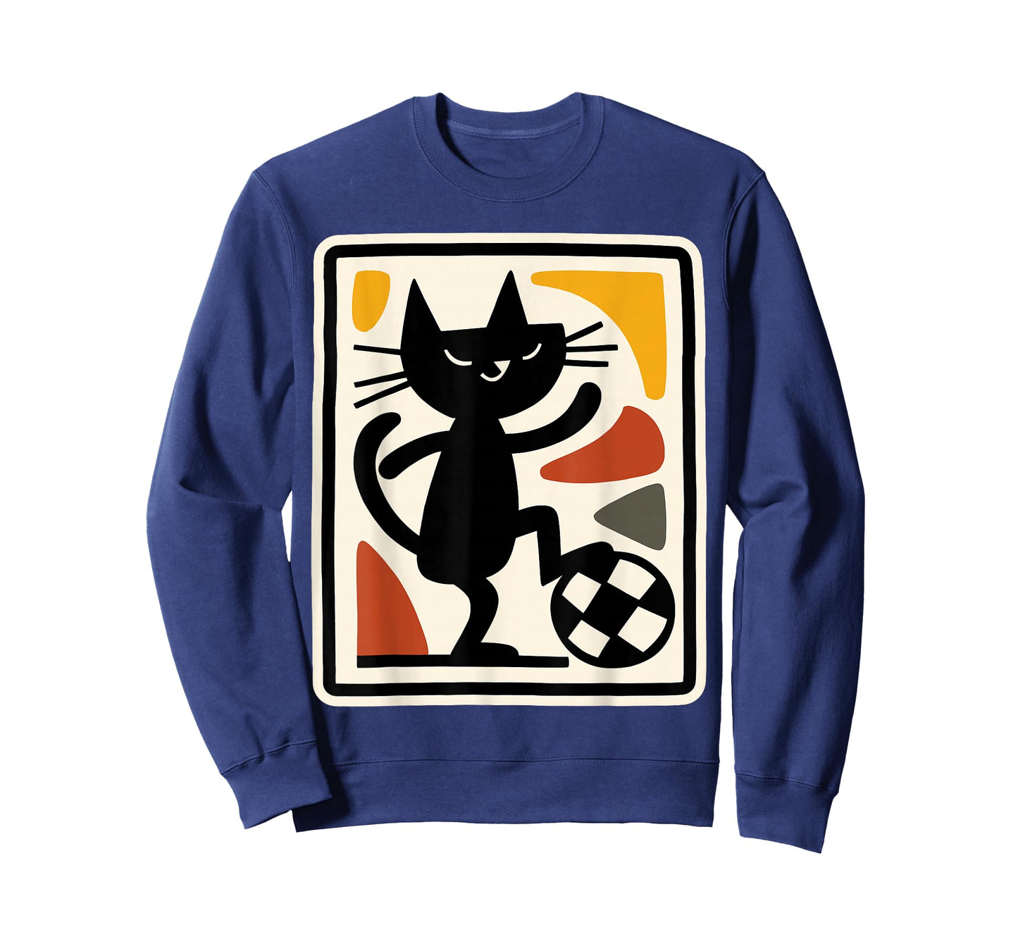 Black Cat Playing Soccer Retro Sports Style Artwork T-Shirt